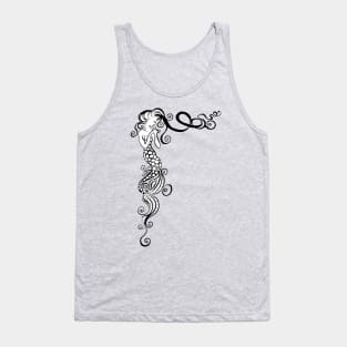 Whimsical black and white mermaid Tank Top